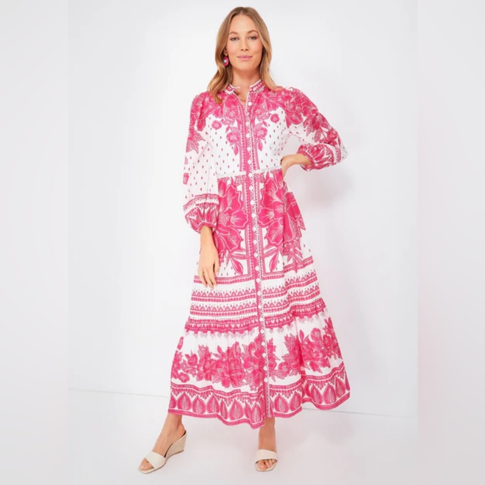 Farm Rio Tropical Woodcut Floral Maxi Dress size S